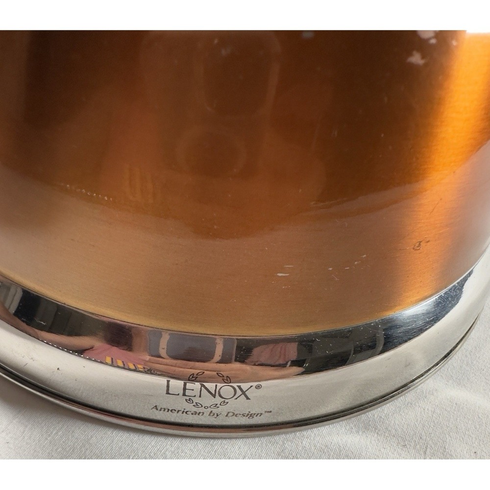 Lenox Whistling Tea Kettle 2 5 Qt Stainless Steel Gold Rubber Handle - Picture 2 of 11